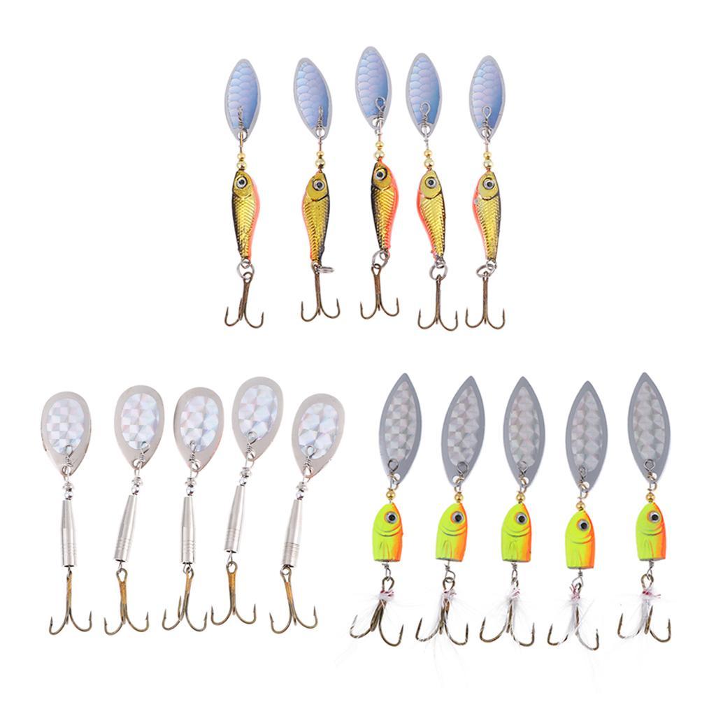 5pcs Fishing Lure Spinnerbait, Bass Trout Salmon Hard Metal Spinner Baits Kit