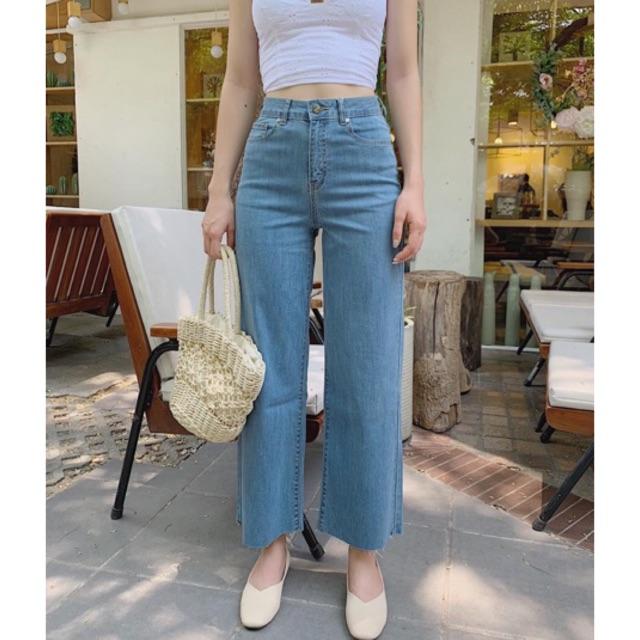 QUẦN JEANS ỐNG RỘNG LƯNG SIÊU CAO- chất mềm giãn nhiều