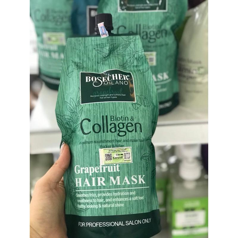 Kem hấp ủ tóc Bưởi Bosecher Grapefruit Collagen siêu mượt phục hồi tóc 1000ml