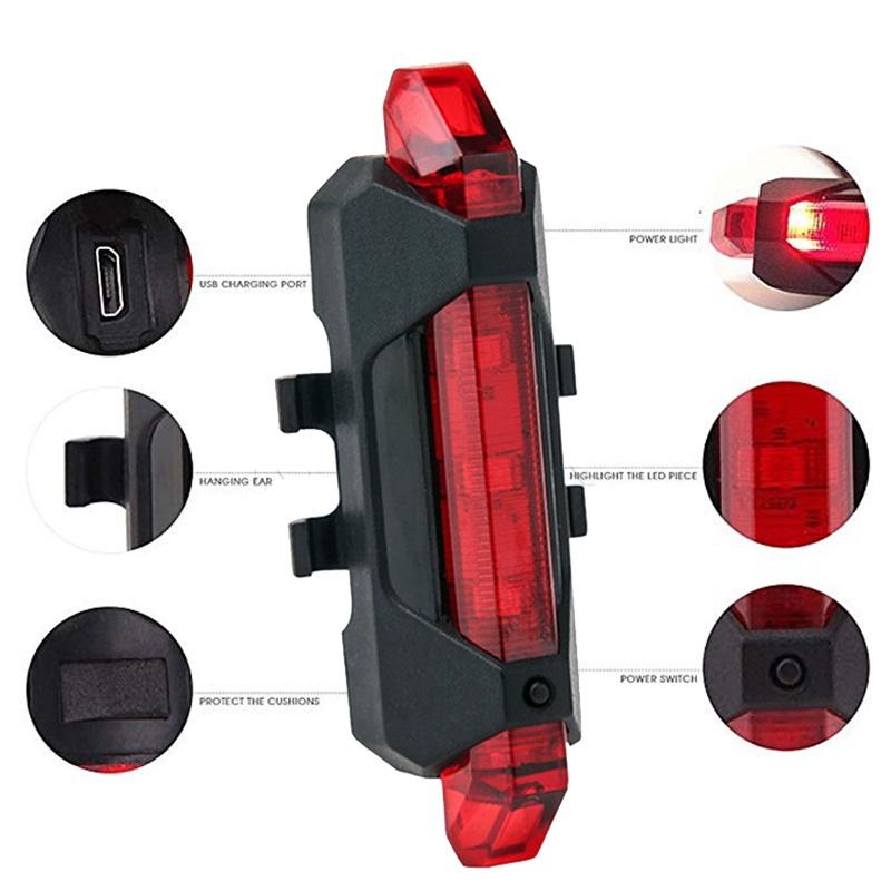 Đèn LED cảnh báo an toàn siêu sáng gắn đuôi xe đạp có sạc USB