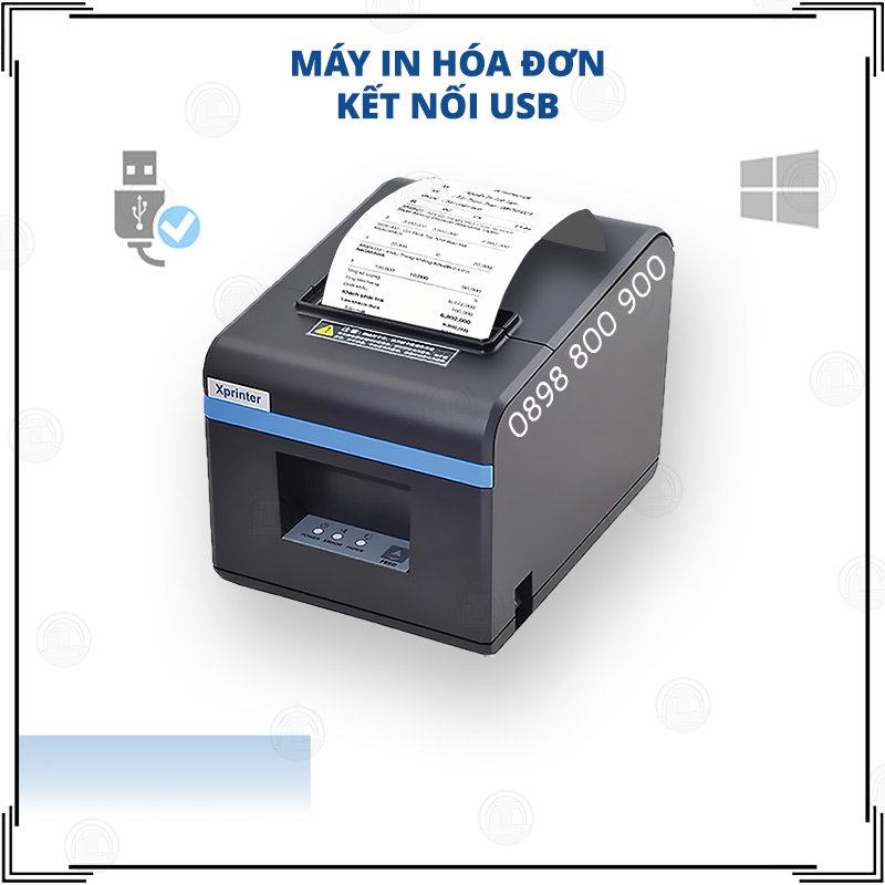 Máy In Hóa Đơn Bằng Nhiệt Xprinter XP-N160II  Kèm 01 Cuộn Giấy In Cao Cấp AZONE - Hàng Chính Hãng