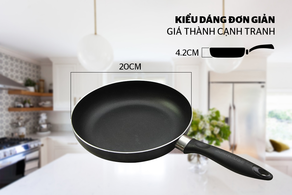 Chảo chống dính trơn SUNHOUSE Size 18-30cm CT18 CT20 CT24 CT26 CT28 CT30 chống dính Whitford (USA) cao cấp, không dùng bếp từ - Hàng chính hãng