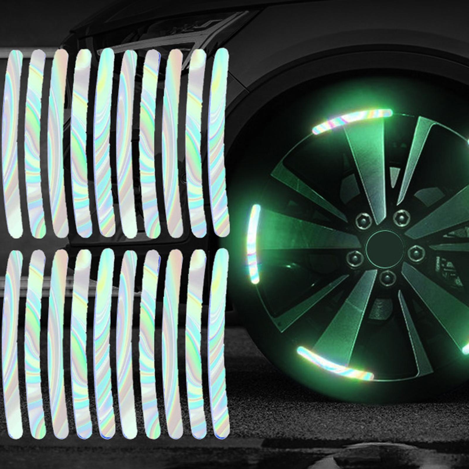 20 Pieces Reflective Wheel Hub Rim Stripe Universal for Bicycle Trucks