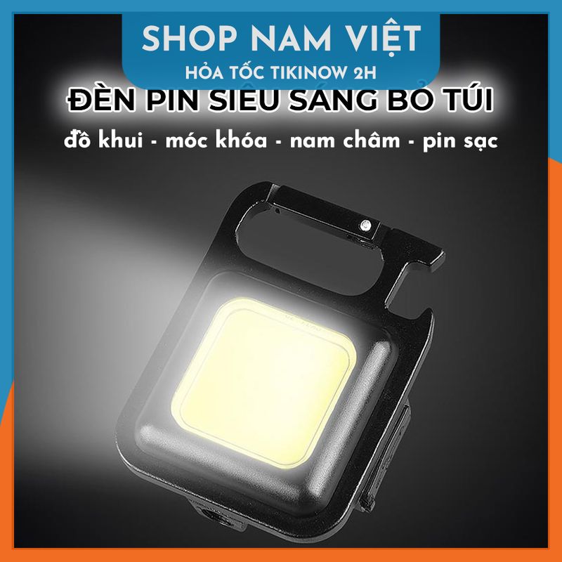 Đèn Pin Móc Khóa Led COB Siêu Sáng Chống Nước, Kiêm Đồ Khui