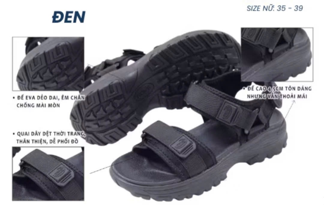 Giày sandal nữ, sandal học sinh VN2518 size 35-39. Hàng Việt Nam chất lượng xuất khẩu