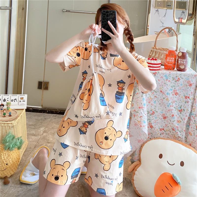 Đồ Bộ Cộc Hè Mặc Nhà Mặc Mặc Ngủ Họa Tiết Kute Vải Mát, Mềm Mại CCTT10