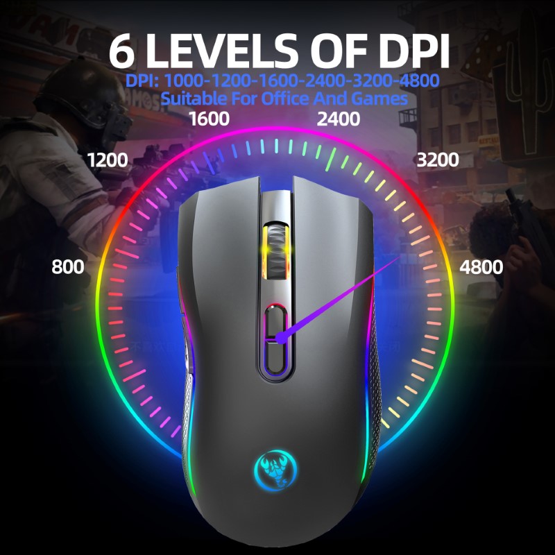 Chuột Không Dây Pin sạc T69 Gaming Mouse Type C