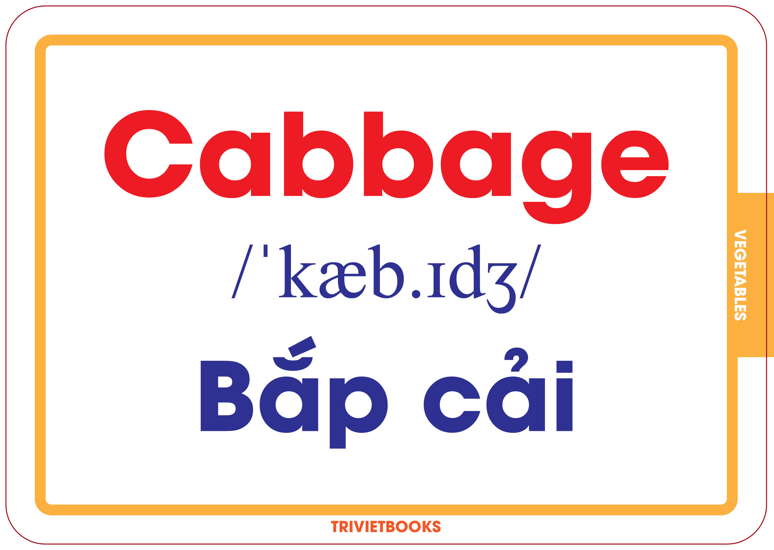 Bộ Thẻ Học Thông Minh Cho Bé - Flashcard Song Ngữ - Rau củ quả - Vegetables - Trí Việt