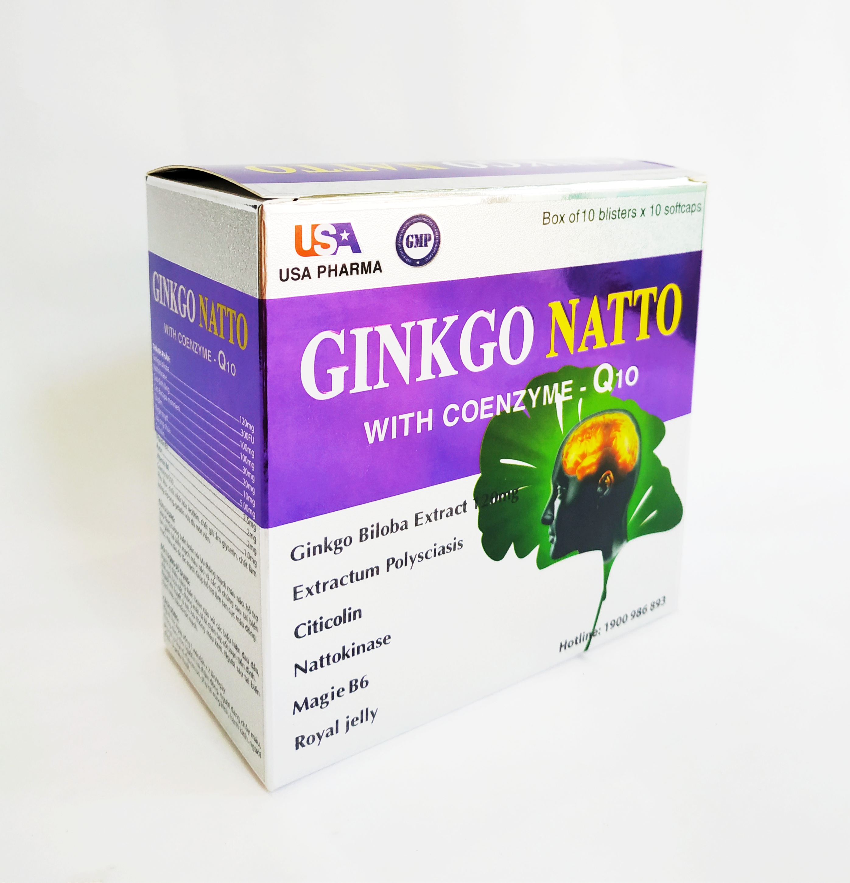 Hoạt Huyết Dưỡng Não Ginkgo Natto With Coenzym Q10 - Giúp Bổ Sung Dưỡng Chất Cho Não - Tăng Cường Tuần Hoàn Máu Não - Ngăn Ngừa Tai Biến Mạch Máu Não – Hộp 100 Viên
