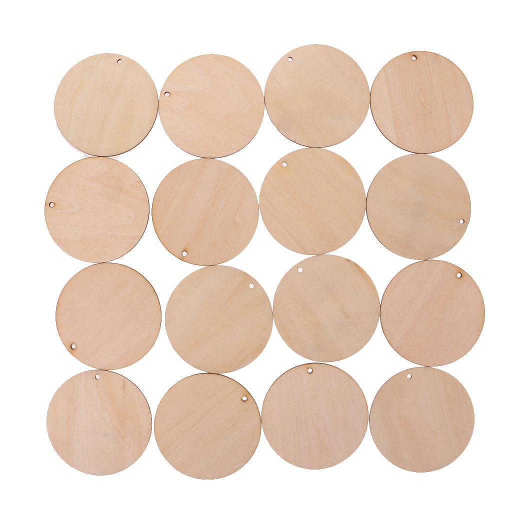 75x Blank Wooden Shapes Plaque with Hole for Kids Painting Crafts 50mm/80mm