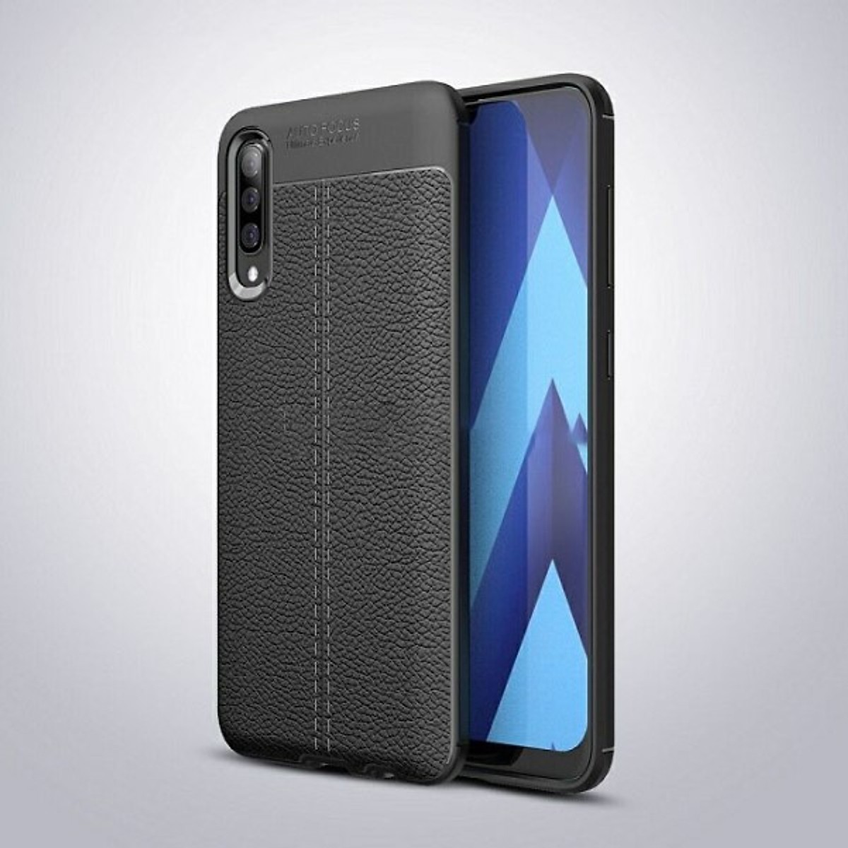 Ốp lưng Silicon Auto Focus giả da, chống sốc dành cho Samsung Galaxy A70 - Hàng Chính Hãng
