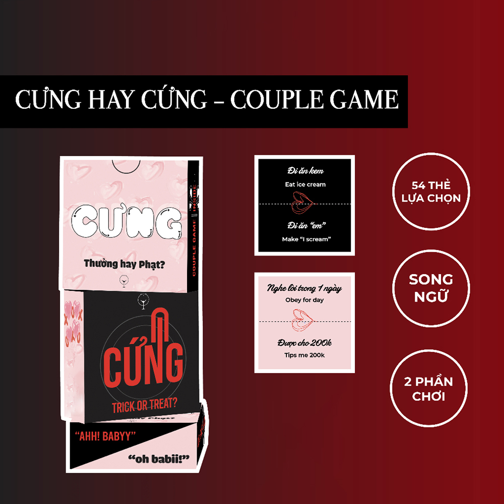 [Che Tên] Bộ bài tình yêu lựa chọn Cưng Hay Cứng cho cặp đôi 54 lá, boardgame 18 cho couple hâm nóng tình yêu