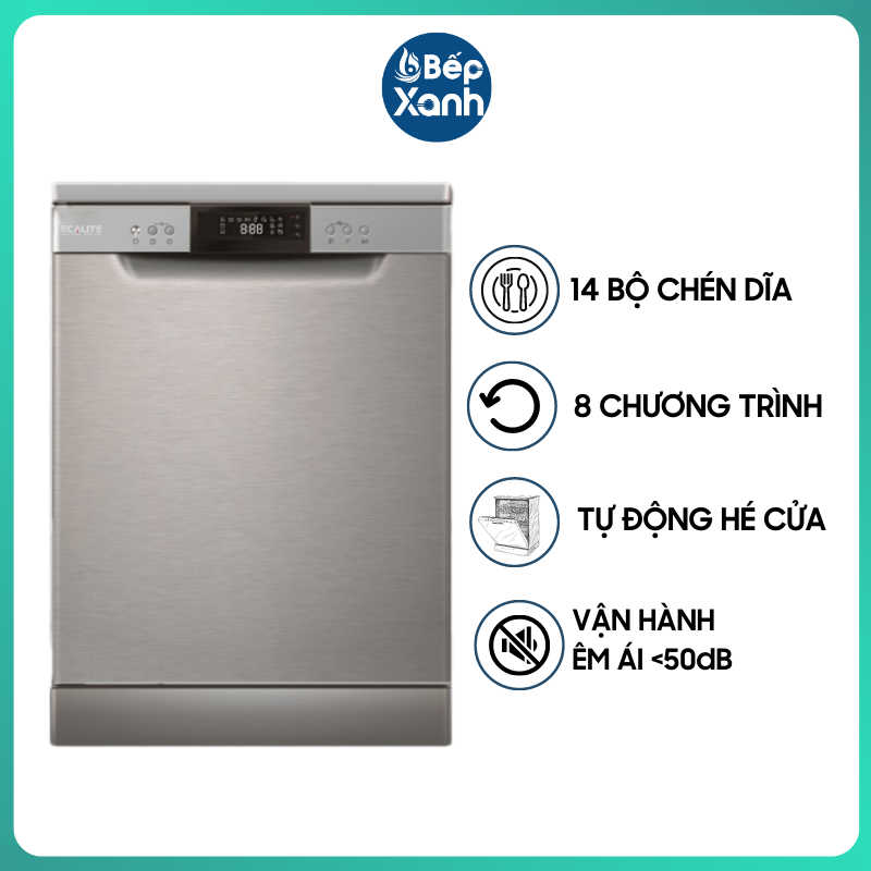 Máy Rửa Chén Độc Lập Ecalite EDW-SMS6015AS - 14 Bộ - 8 Chương Trình Rửa - Tự Động Hé Cửa - Hàng Chính Hãng