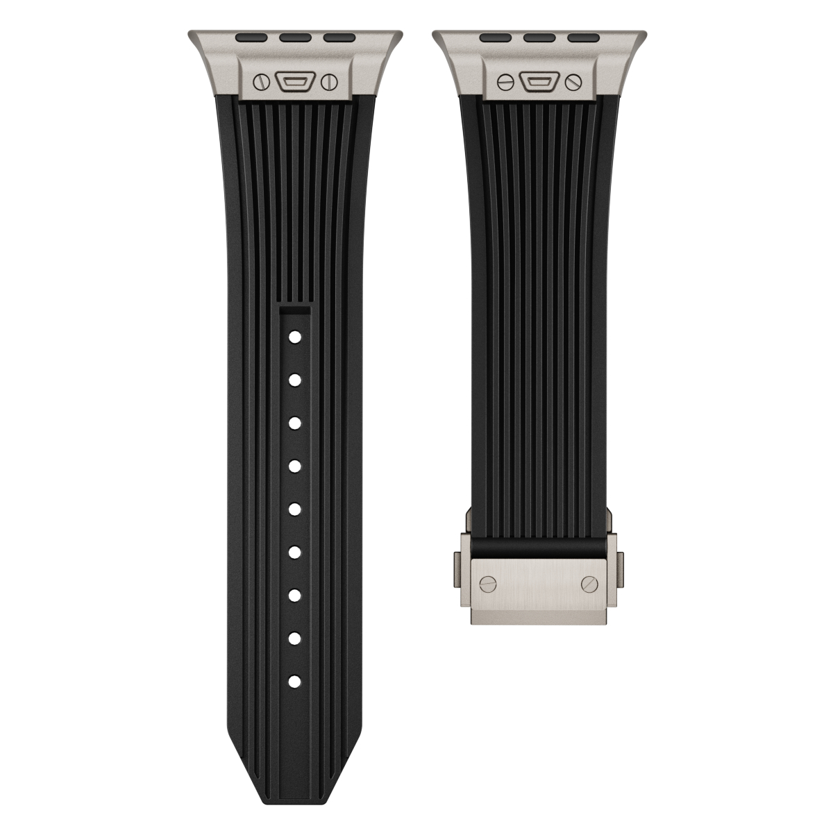 Dây Silicone Đầu Nối Kim Loại Hublot Style cho Apple Watch Ultra 1/2 &amp; Apple Watch Series 4/5/6/7/8/9/SE/10 Size 44/45/46/49mm - Hàng Chính Hãng