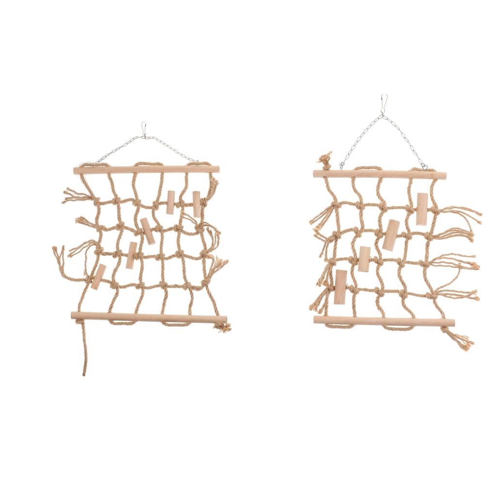 Pet Parrot Cage Hanging Toys Colorful Rope Pet Climbing Net Swing Ladder Toy