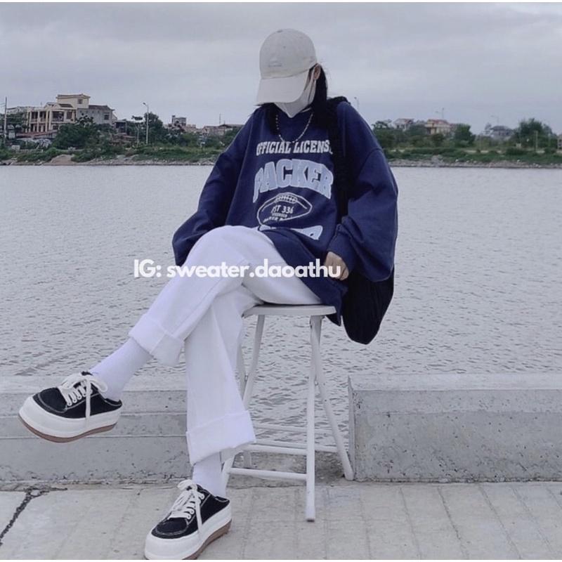ÁO SWEATER NỈ PACKER BAKER XANH  FORM RỘNG OVERSIZE