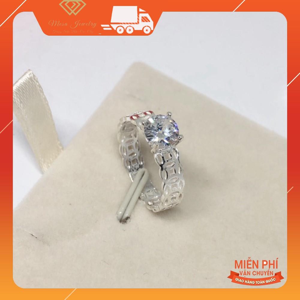 Nhẫn kim tiền đính đá nhỏ