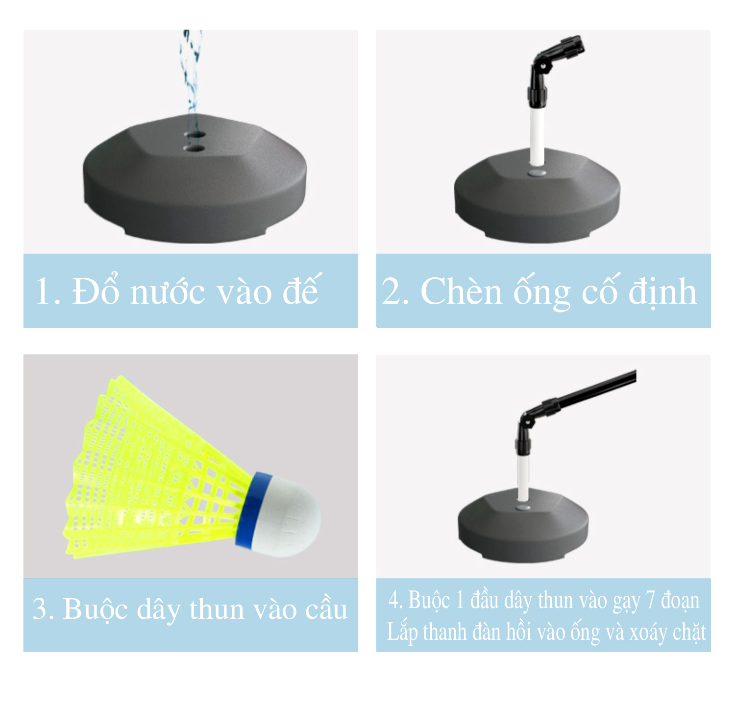 Bộ luyện tập Cầu Lông Ngoài trời và trong nhà - Trái Cầu bay ngược - Tập cầu lông một người - Sử dụng cho mọi lứa tuổi
