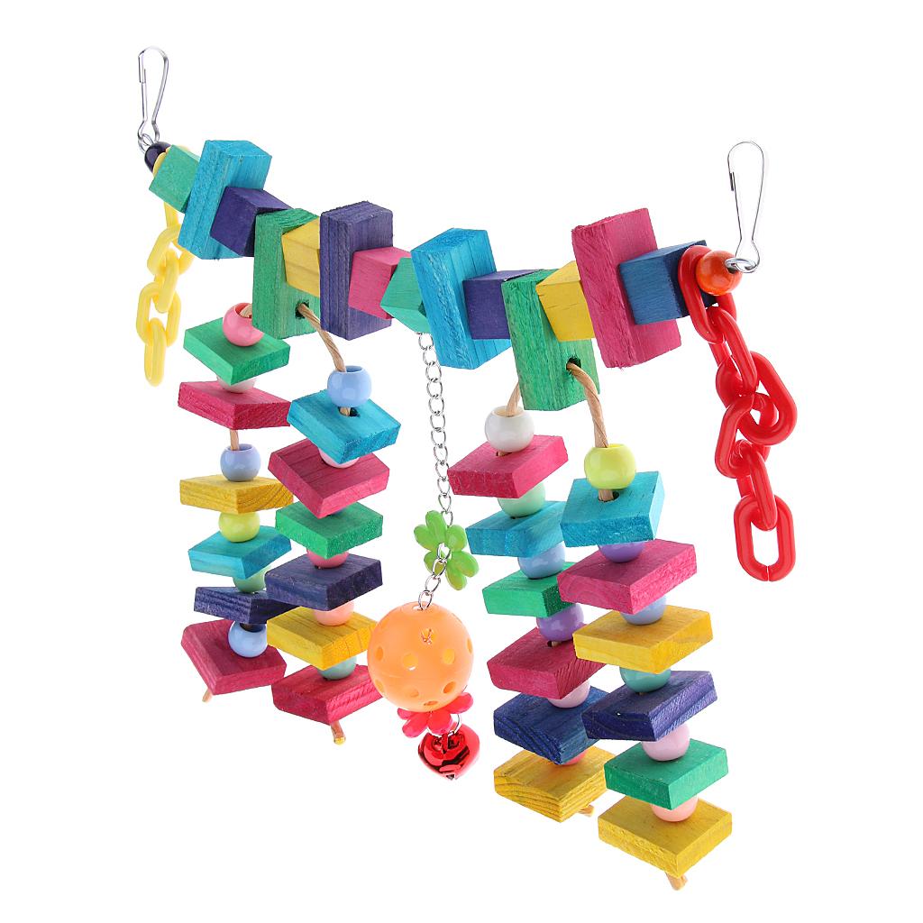 Parrot Cage Toy Bird Ladder Colorful Wooden Chain Flexible Bridge Chew Toy