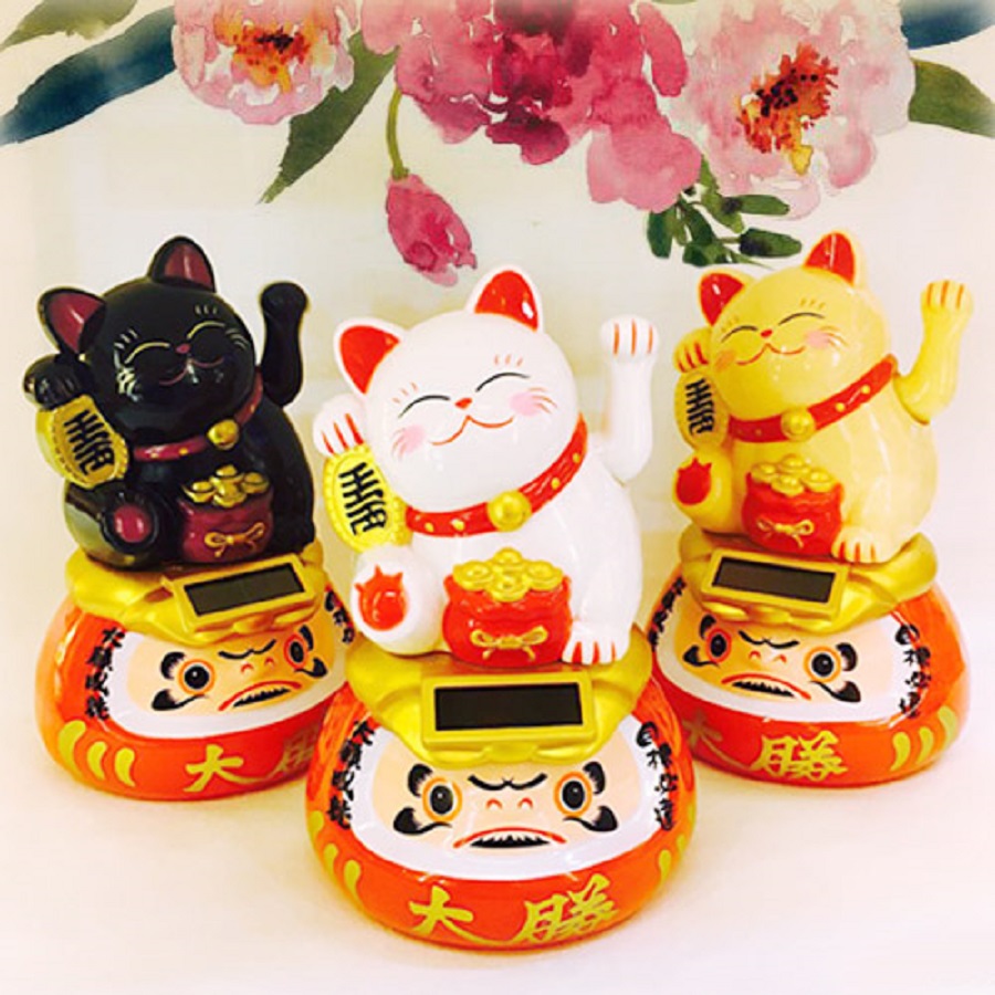 Mèo Thần Tài nhựa Daruma-Ước nguyện thành công 15cm