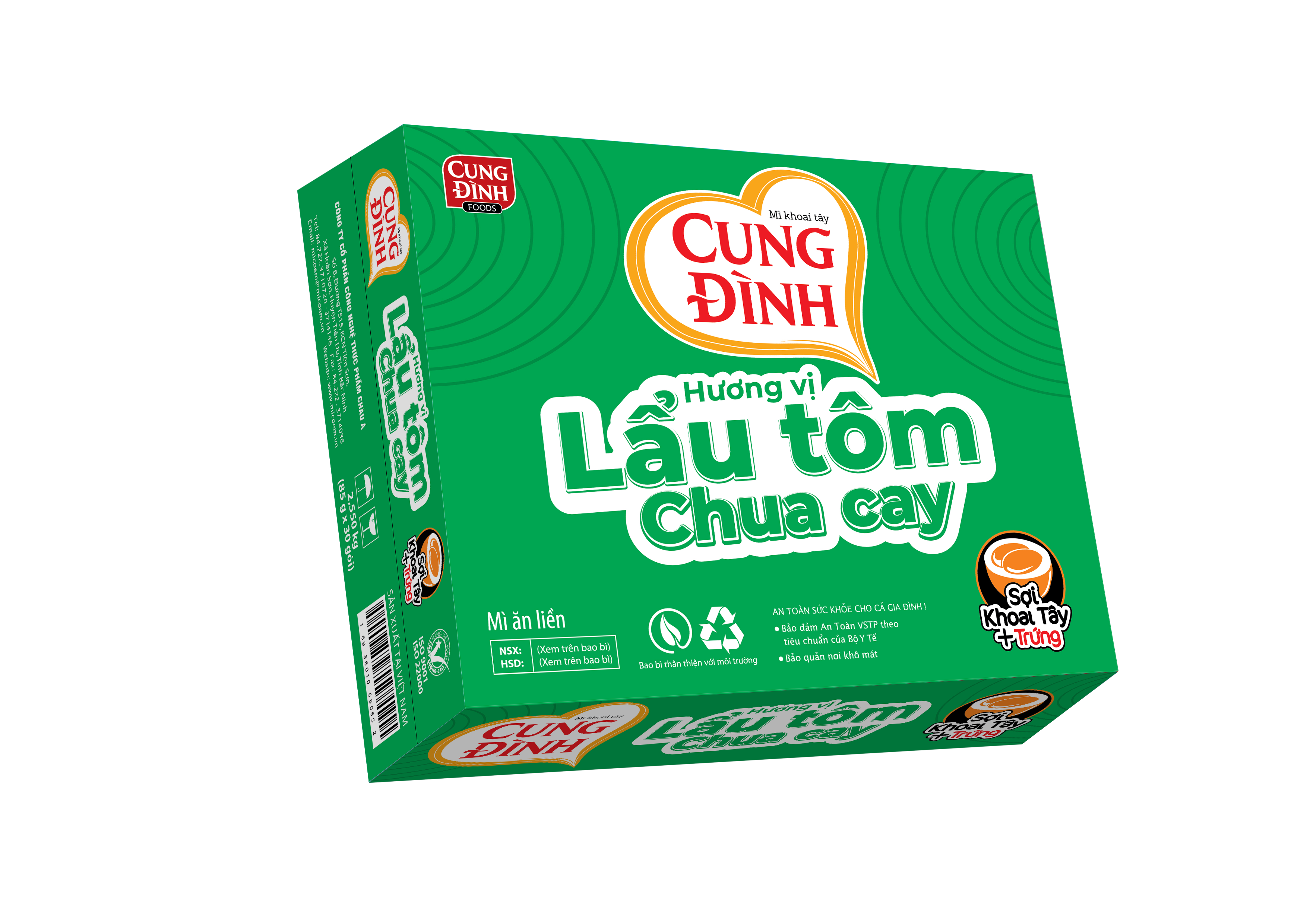 Thùng 30 Gói Mì Khoai Tây Cung Đình Hương Vị Lẩu Tôm Chua Cay