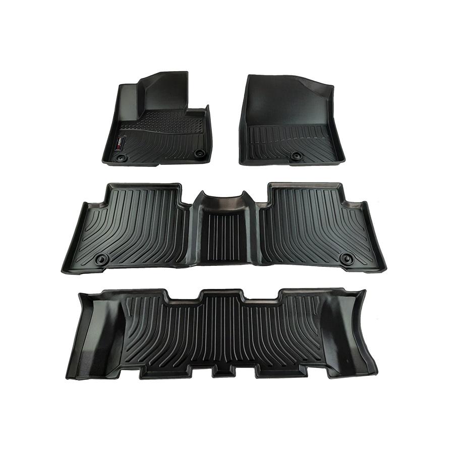 Thảm lót sàn xe ô tô Hyundai Santafe 2013-2018  Nhãn hiệu Macsim chất liệu nhựa TPE cao cấp màu đen