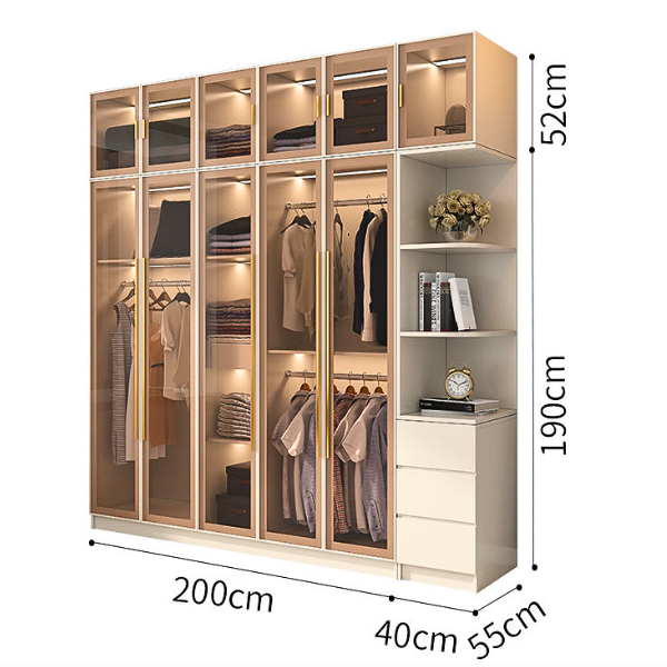 TỦ QUẦN ÁO CÁNH KÍNH OHAHA CÓ KÈM ĐÈN LED - TCK005