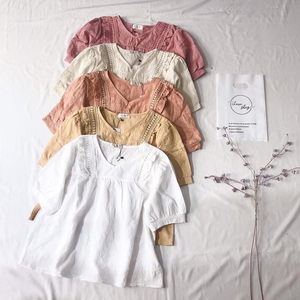 Áo xô thêu babydoll Lovi Áo thêu Babidon dễ thương