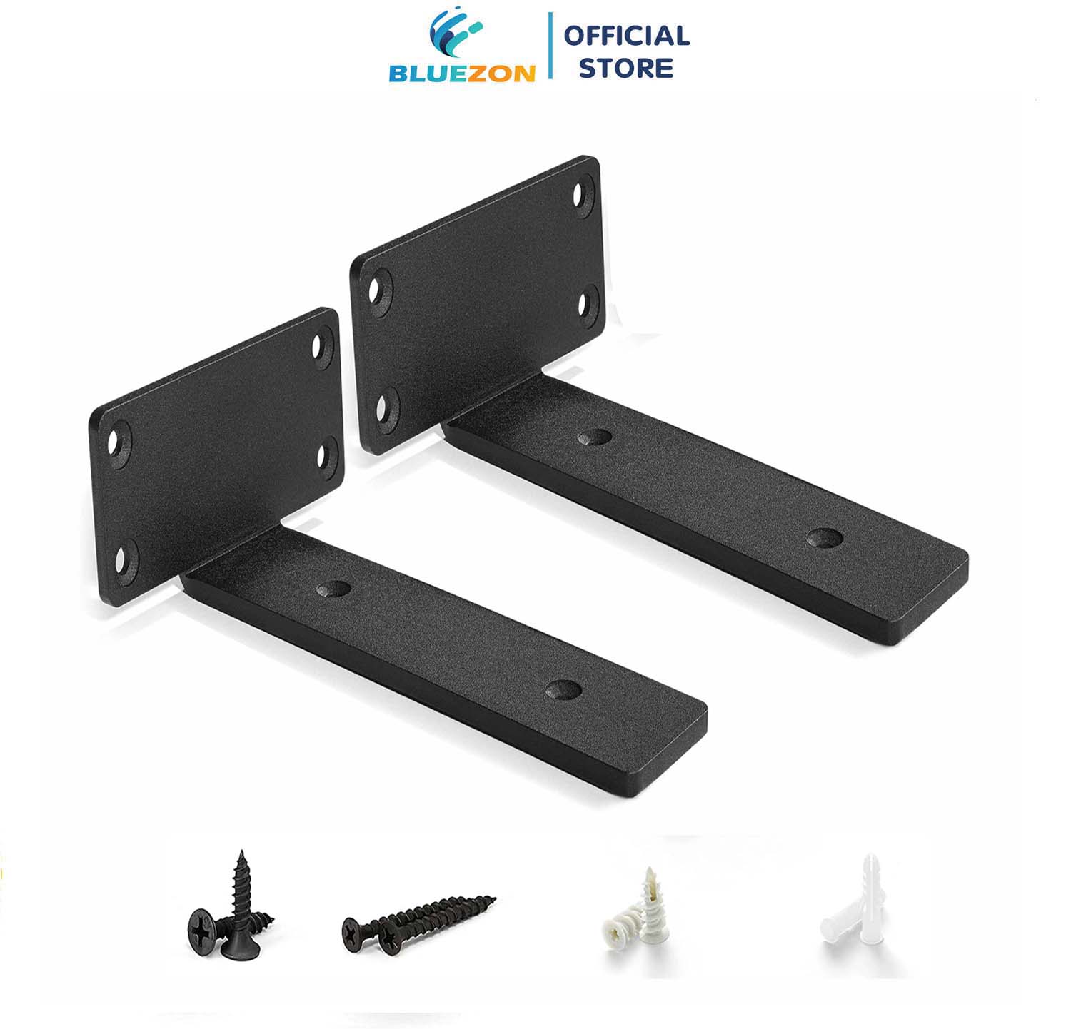 Bộ 2 giá đỡ kệ dấu chân chữ T, pát sắt đỡ kệ gỗ treo tường, decor trang trí