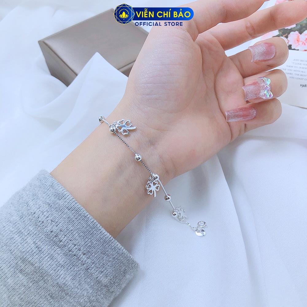 Lắc tay bạc nữ cỏ 4 lá may mắn chất liệu bạc S925 thời trang phụ kiện trang sức nữ Viễn Chí Bảo L400313