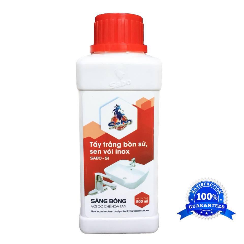 Tẩy trắng bồn cầu, inox sen vòi, gạch men, rỉ sét ,cặn canxi chai Sabo-si 500ml không mùi