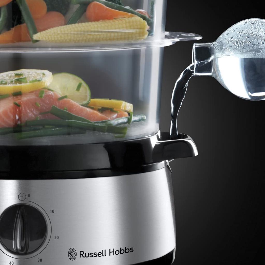 Nồi Hấp Rau Củ 3 Tầng RUSSELL HOBBS, Nồi Hấp Trứng, Công Suất 800W, Dung Tích 9L, Nhập Đức, BH 12 Tháng