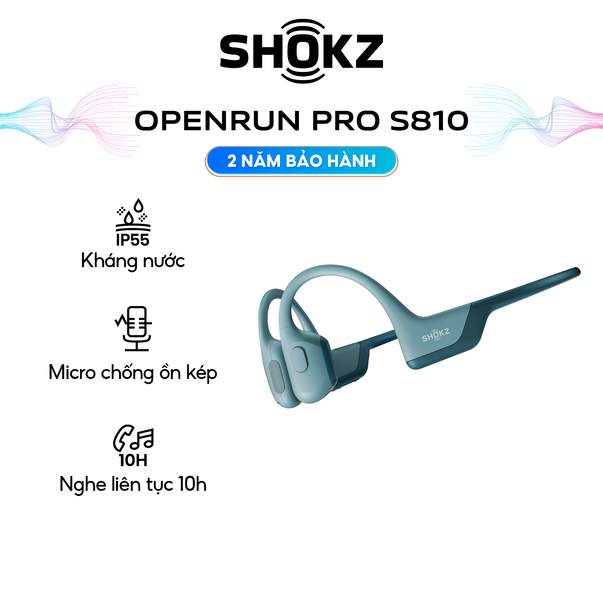 Tai Nghe Bluetooth Thể Thao Truyền Âm Thanh Qua Xương SHOKZ OPENRUN PRO S810 Màu Xanh Dương - Hàng chính hãng