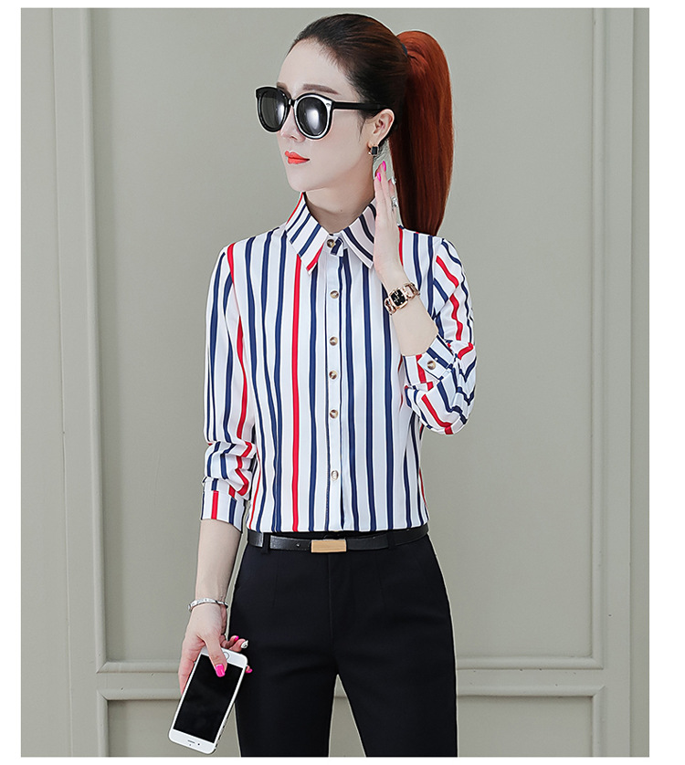 Áo sơ mi nữ công sở Haint Boutique thiết kế kẻ sọc tay dài SM43