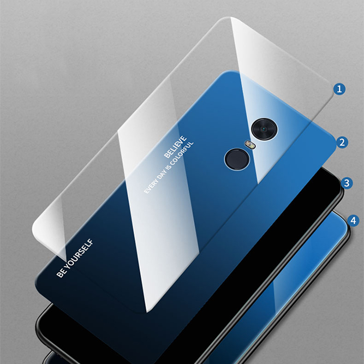 Ốp lưng cho Xiaomi Redmi 5 Plus gương cứng 2 màu Gradient Ver 2 , viền TPU dẻo đen