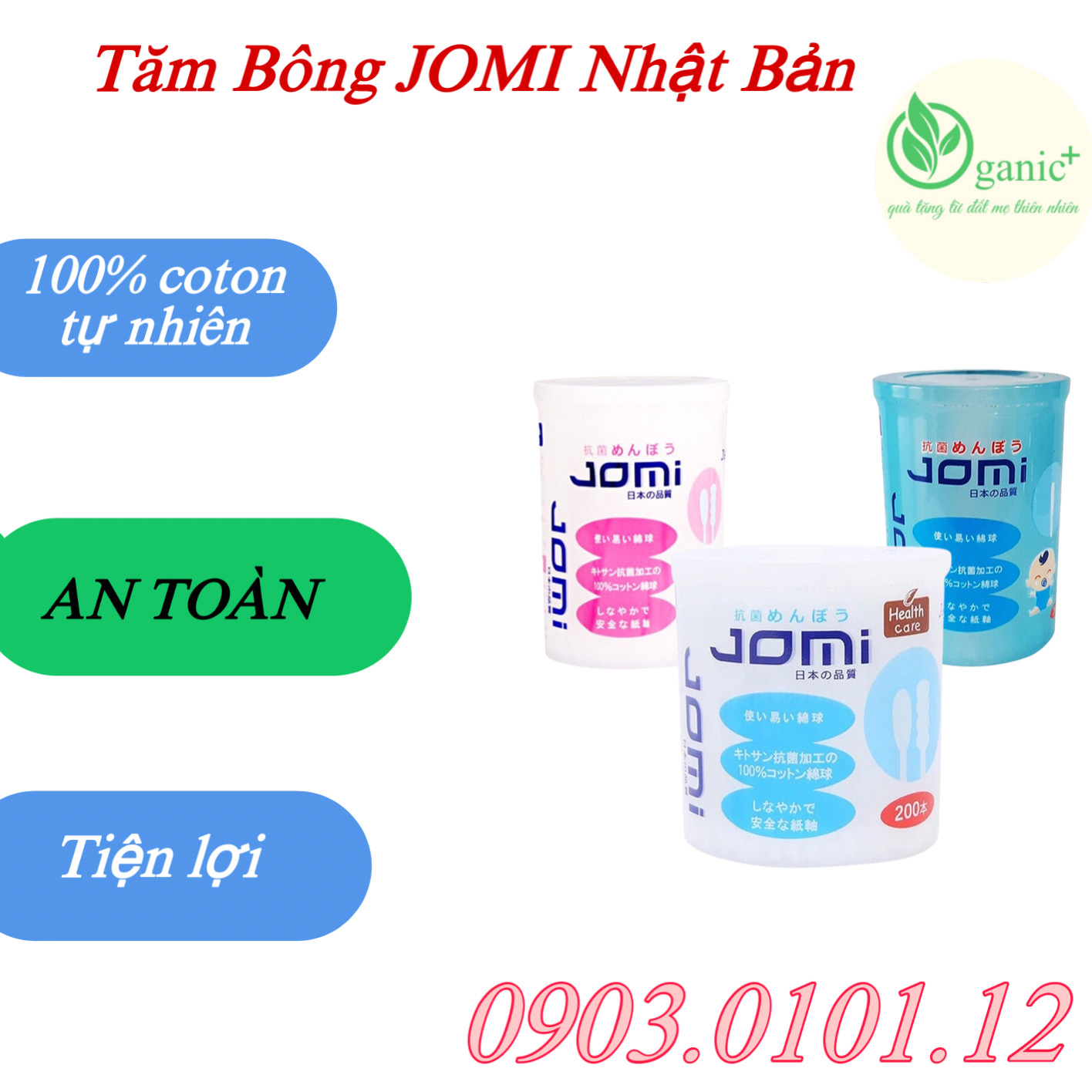 Tăm bông kháng khuẩn Jomi nhật bản chính hãng, bông tăm cho bé