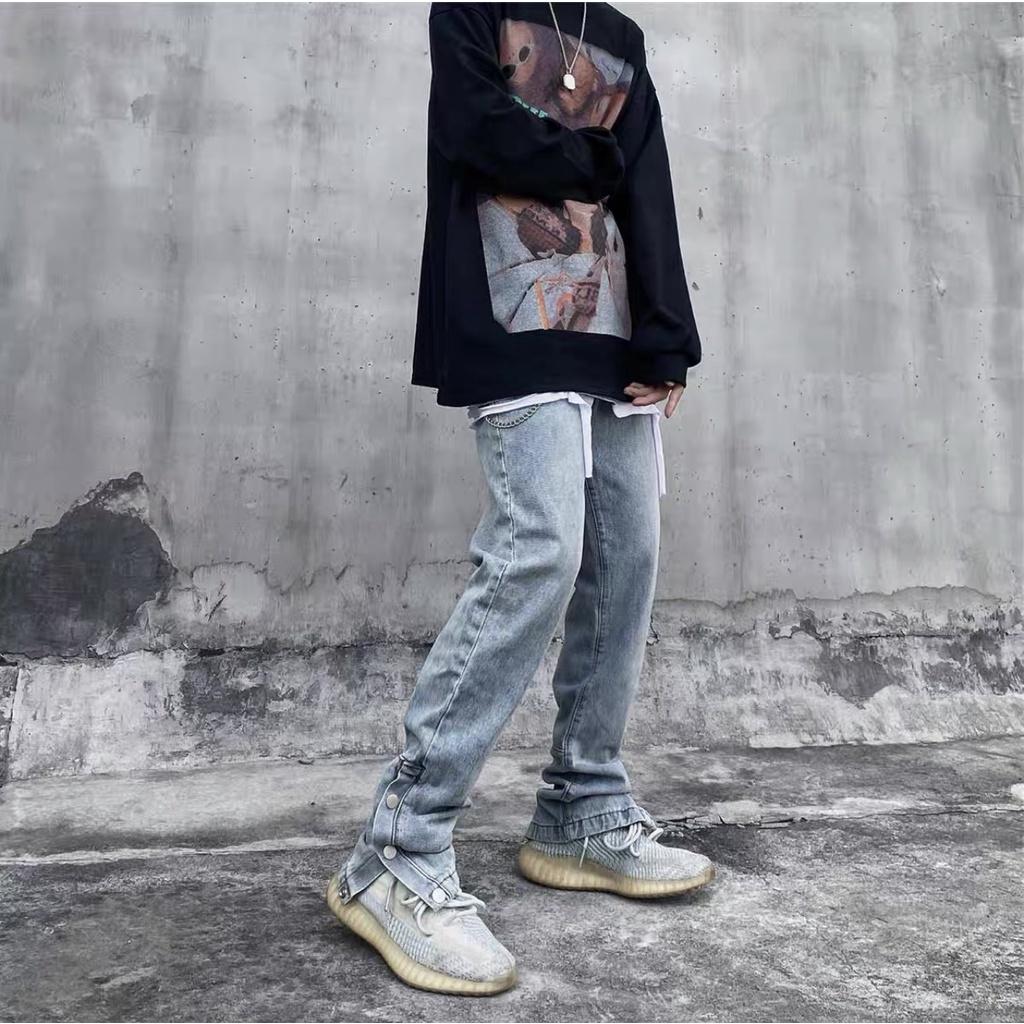 Quần jean baggy nam nữ FOG sixth quần jeans nút bấm ống suông màu unisex