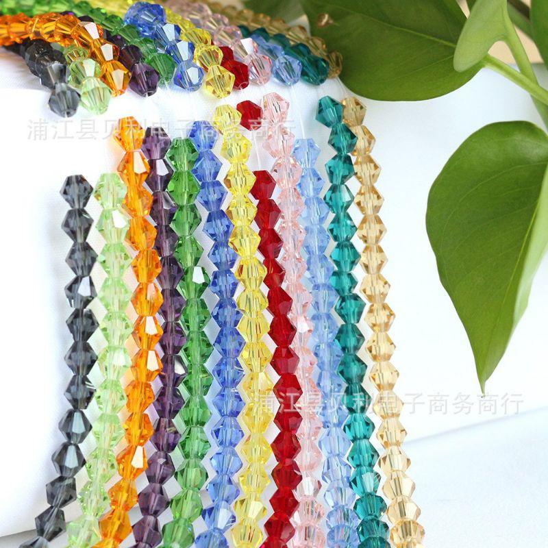 Dây pha lê nón 4mm nhiều màu lấp lánh làm đồ trang sức