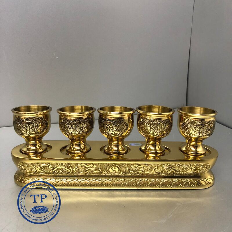 Bộ cúng nước bằng đồng vàng 5 ly KH18512