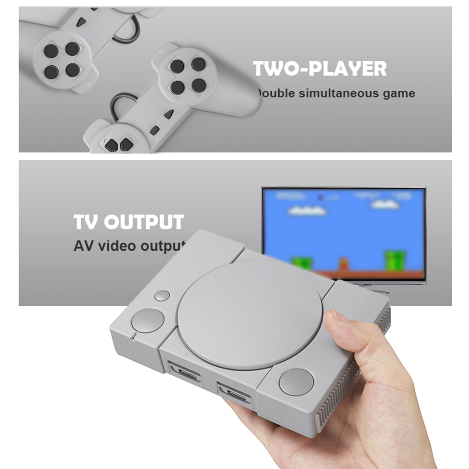 Bảng Điều Khiển Trò Chơi Mini PS1 Đầu Ra Video SV Tích Hợp 620 Trò Chơi Cổ Điển Cho Hai Người Chơi