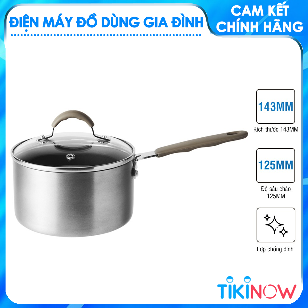 Nồi Sâu Lòng LocknLock LHD1141 Handycook Có Tay Cầm Và Nắp Đậy 14cm - Màu Xám