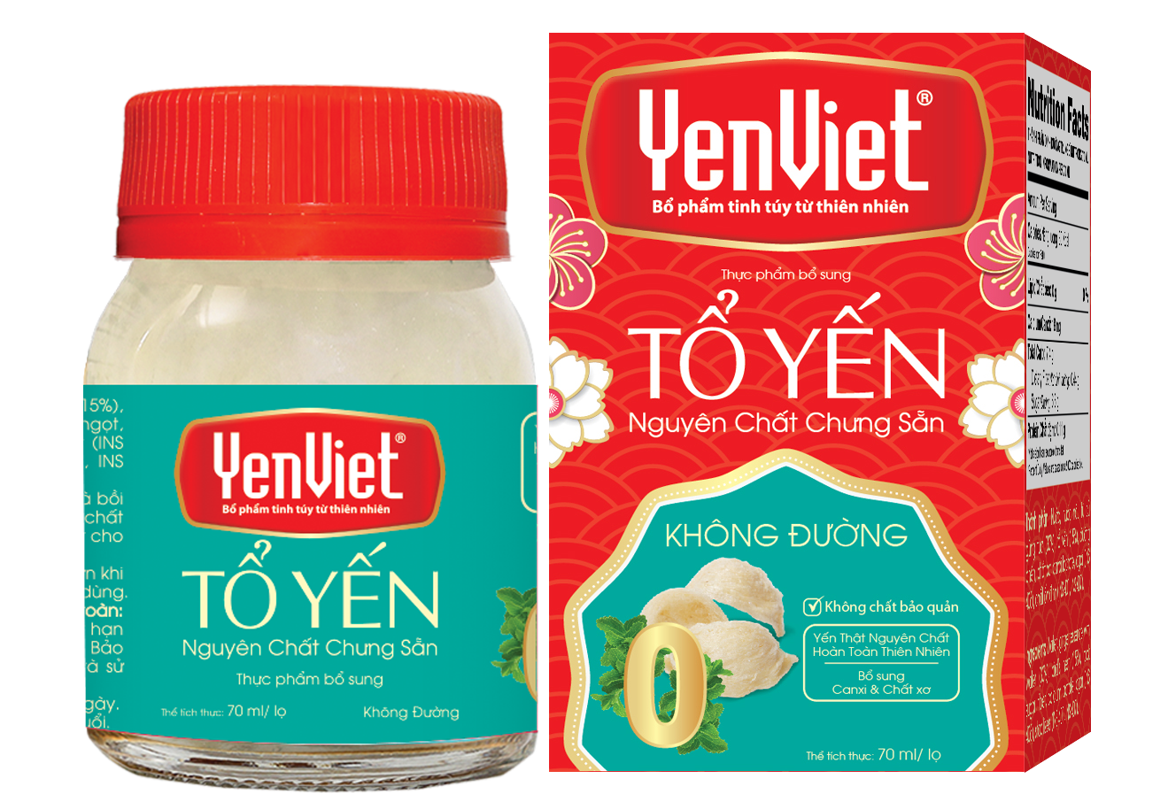Khay 15% yến sào nguyên chất Yến Việt không đường - vị ngọt từ cỏ ngọt, phù hợp người ăn kiêng, tiểu đường, 6 lọx70ml