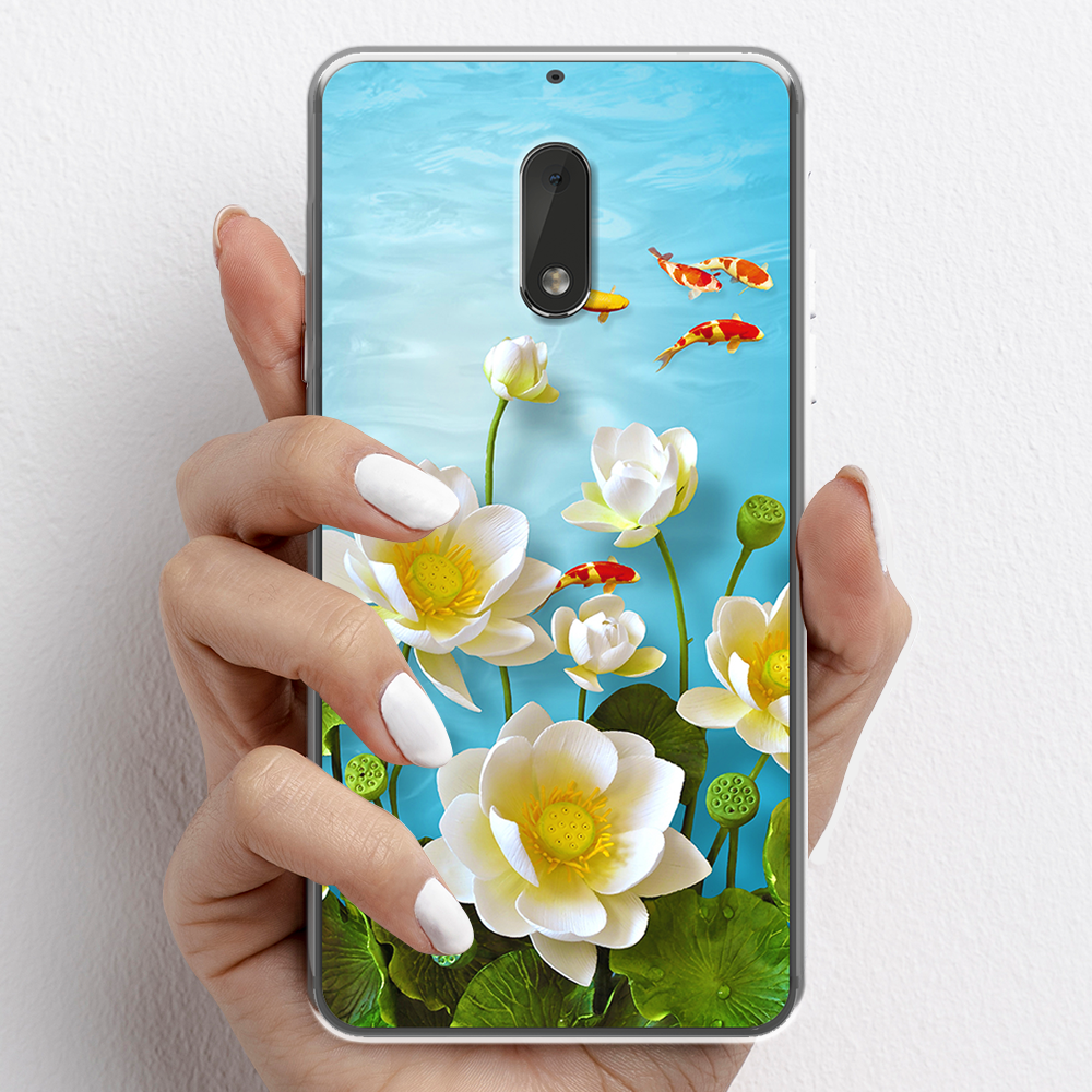 Ốp lưng cho Nokia 6 , Nokia 6 , Nokia 6.1 nhựa TPU mẫu Hoa sen cá chép đỏ