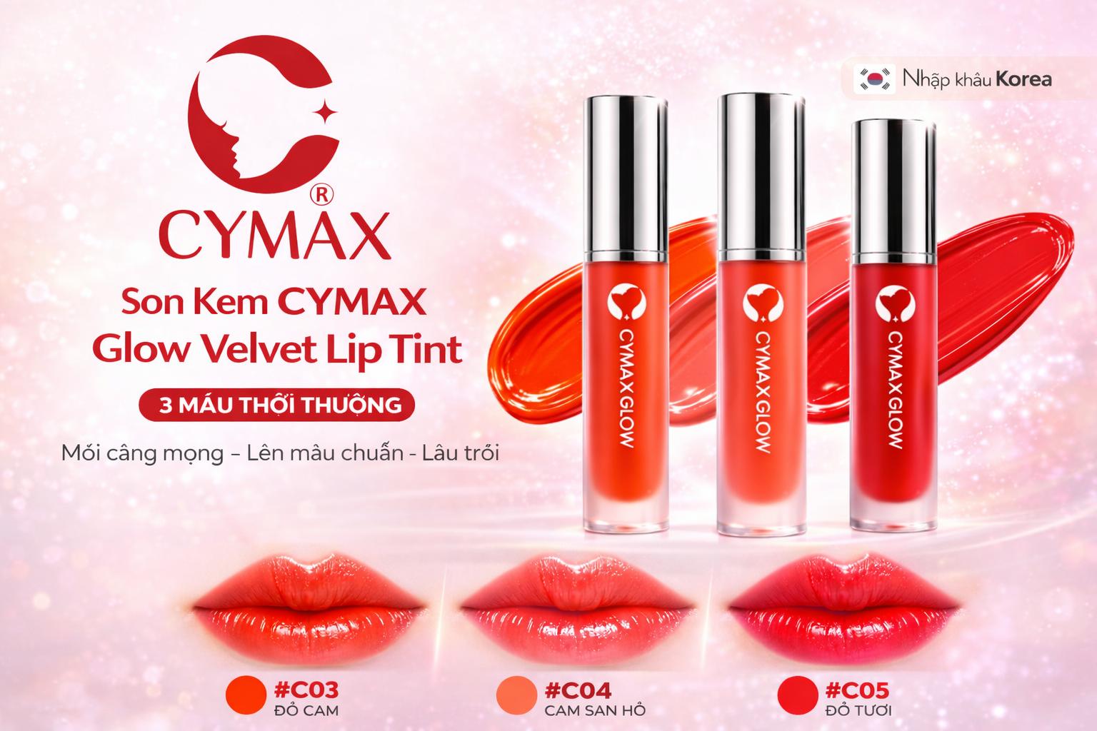 Son Kem CYMAX Glow Velvet Lip Tint - Lì Mịn Như Nhung, Căng Mướt Môi Chuẩn Hàn - Không Trôi
