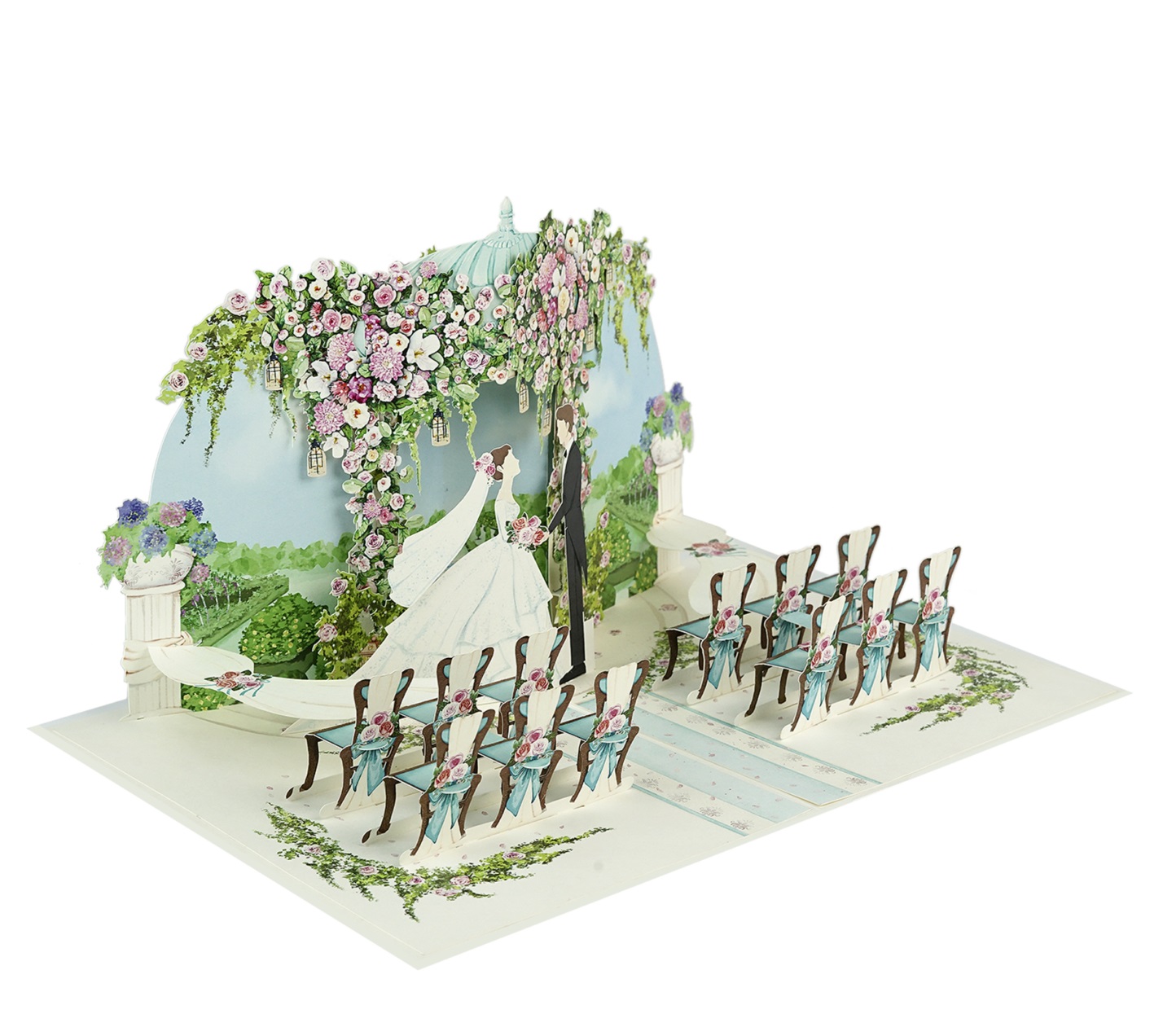 Thiệp 3D Pop Up Lễ Cưới Ngoài Trời – Thiệp Cổng Hoa Đám Cưới, Thiệp Chúc Mừng Wedding Sang Trọng, W15