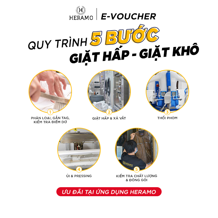 HCM [E-voucher] Giảm 30K Giặt Hấp Vest, Blazer, Váy, Đầm, Áo Quần khác - giao nhận tận nơi tại ứng dụng HERAMO