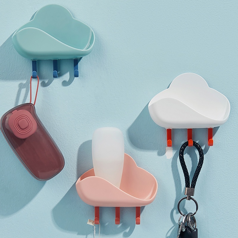 Kệ đám mây xà phòng dán tường kèm móc treo