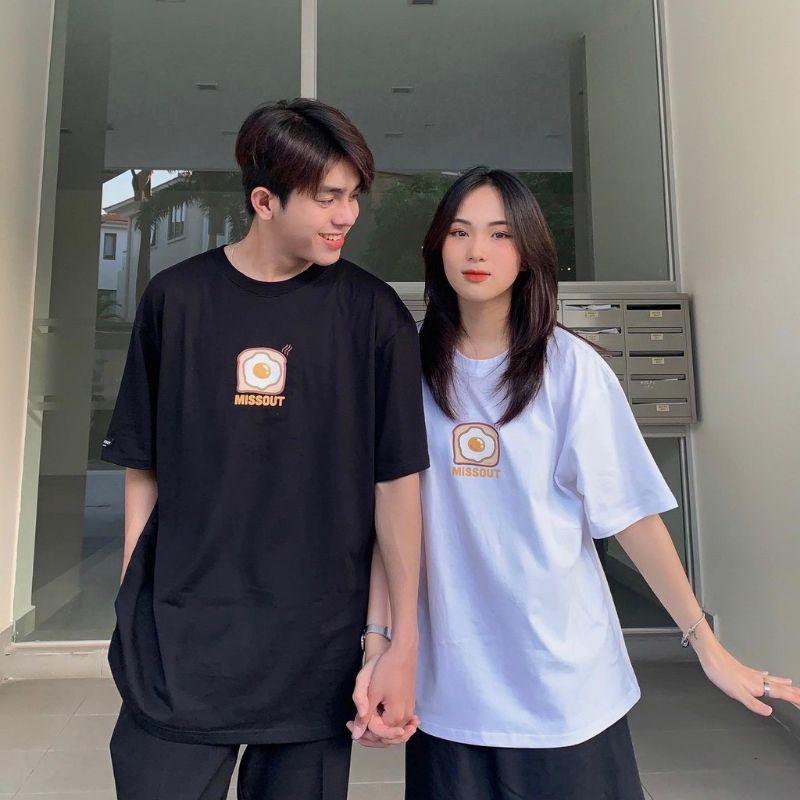 Áo thun unisex tay lỡ EGGS LOGO || Hany shop