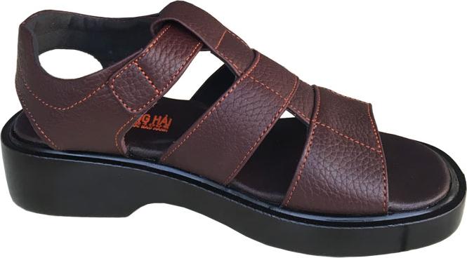 Giày sandal nam Trường Hải da bò thật mềm mại màu nâu đế PU nhẹ nhàng không trơn hình ảnh thật SD0474