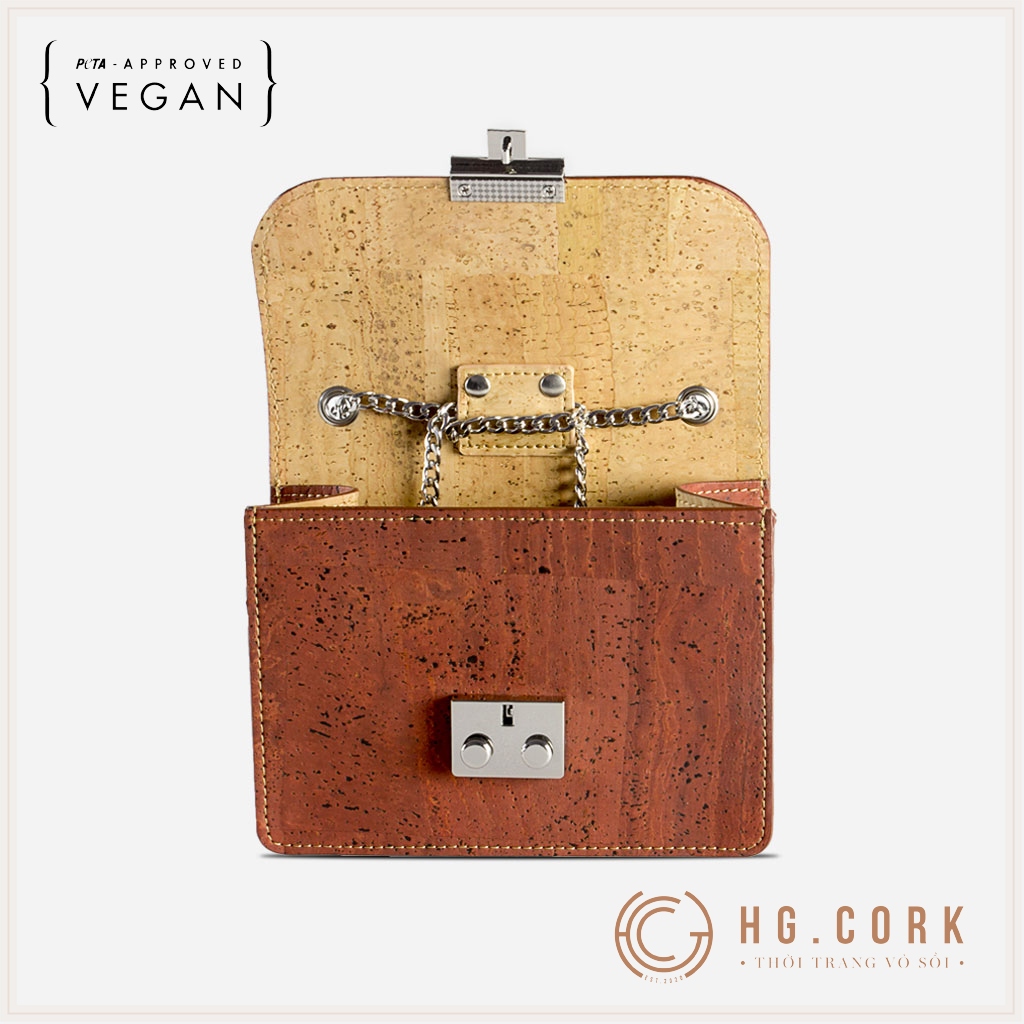 Túi Đeo Chéo Nữ Cao Cấp Mini CROSS-BODY BAG - HGcork Corkor CK247 - Vật liệu da cork thực vật thuần chay - Sản phẩm Handmade, Sản xuất tại Bồ Đào Nha